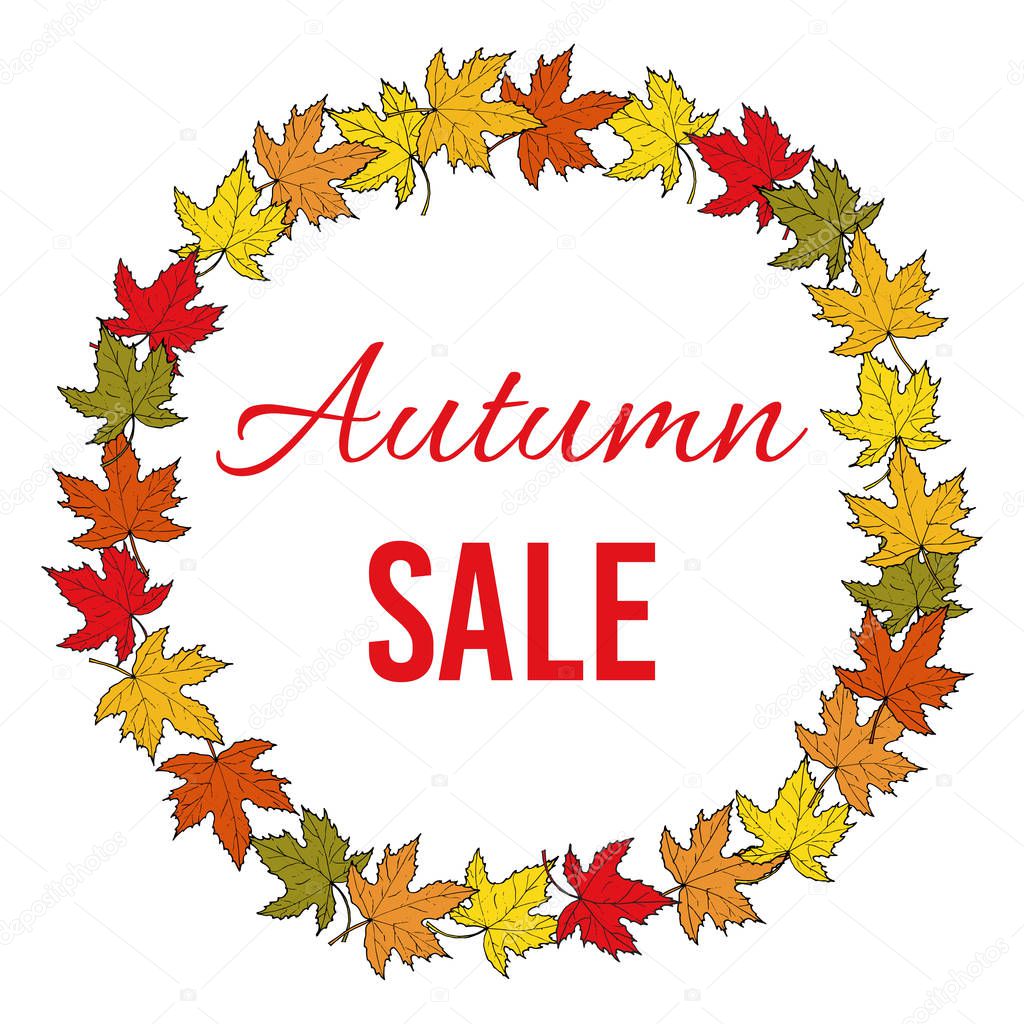 Autumn fall sale poster.