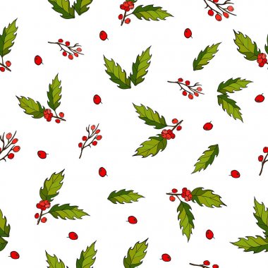 holly berry ile Seamless yılbaşı modeli