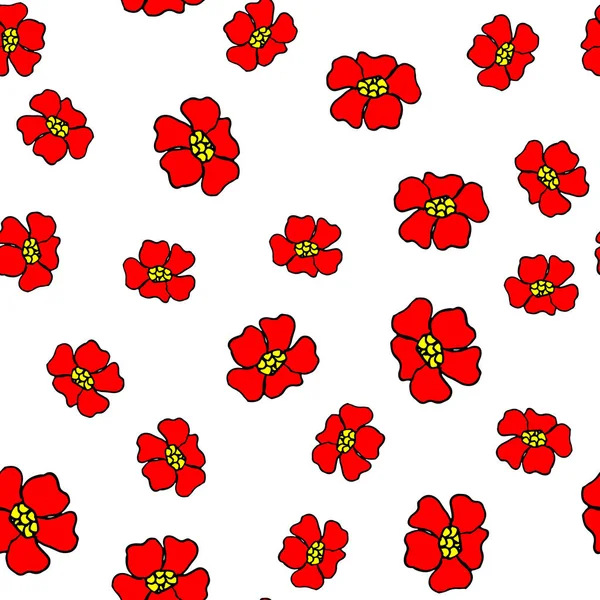 Modello senza cuciture con fiori rossi astratti — Vettoriale Stock