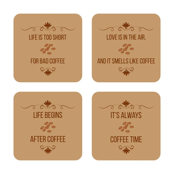 A kávé idézetek, szórólapok, plakátok, meghívók, étterem, vagy café menü design is használható — Stock Vector