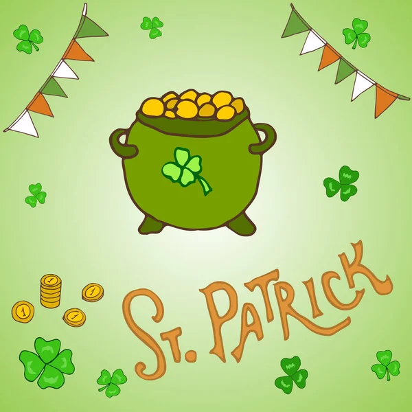 Tarjeta de felicitación del día de San Patricio — Vector de stock