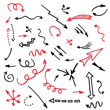 Elle çizilmiş vektör okları set