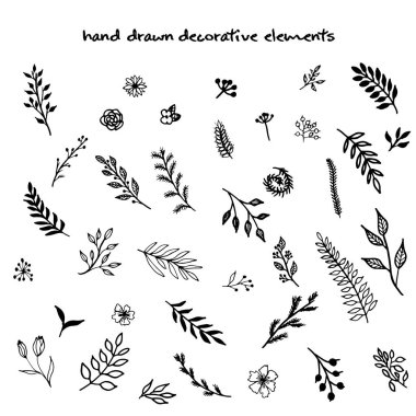 çizilmiş vektör dekoratif öğeler el