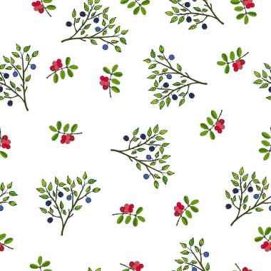 Yabani çilek seamless modeli el ile çizilmiş