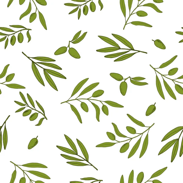 Bezešvé vzory s olivovými větvemi. — Stockový vektor