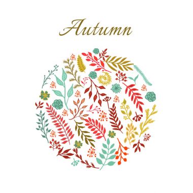 Çiçek desenli yuvarlak sonbahar