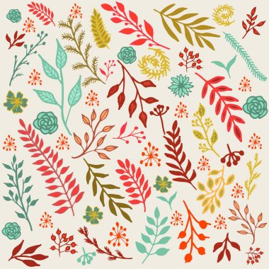 Yaprakları ve dalları ile sonbahar çiçek arka plan