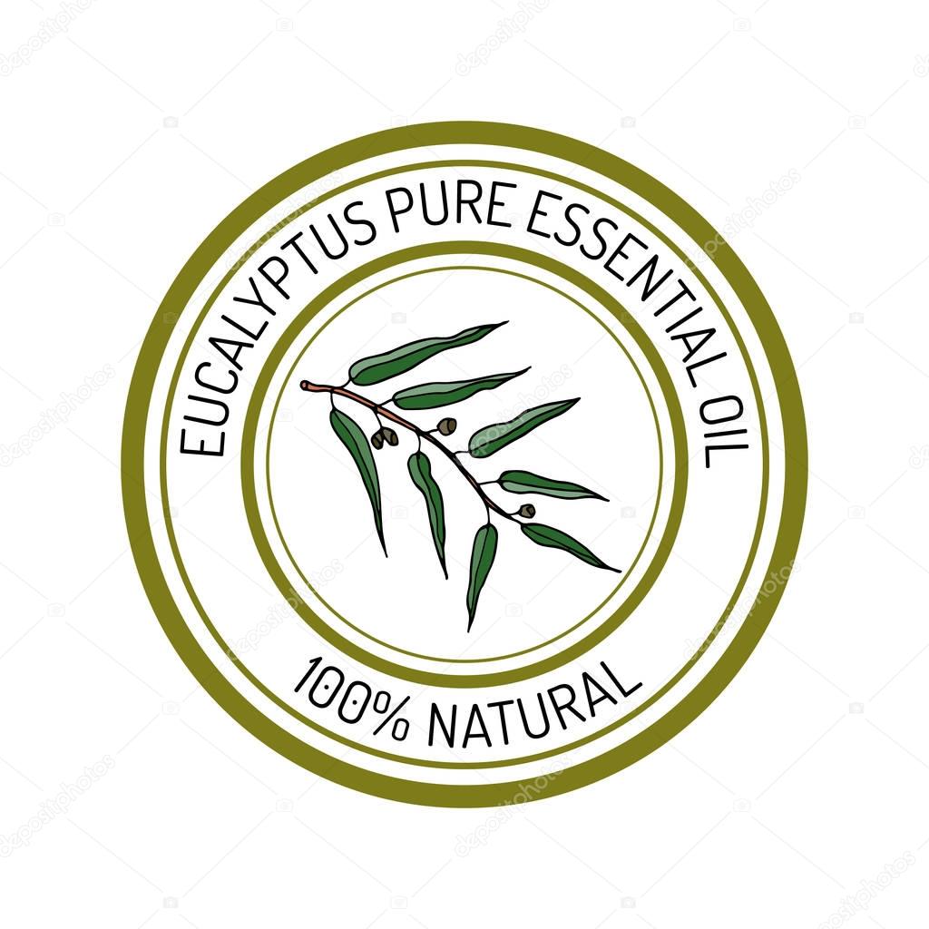 eucalyptus, essential oil label, aromatic plant