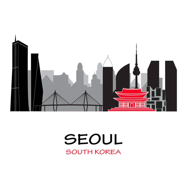 Seoul Korea Selatan skyline - Stok Vektor