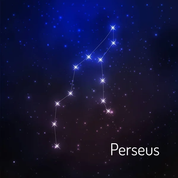 별이 빛나는 밤 하늘에서 페르세우스 별자리. — 스톡 벡터