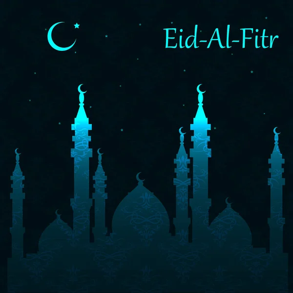 Festival da comunidade muçulmana Eid Al Fitr Eid Mubarak, fundo saudação —  Vetores de Stock
