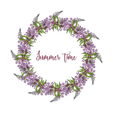 Yaz çiçekleri ve yaprakları olan çiçek çerçevesi