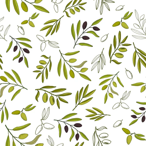 Patrón de oliva sin costura — Vector de stock