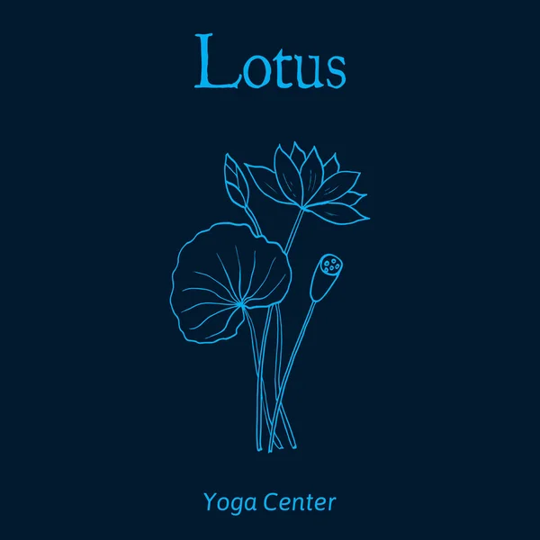 Yoga center emblem with lotus flower