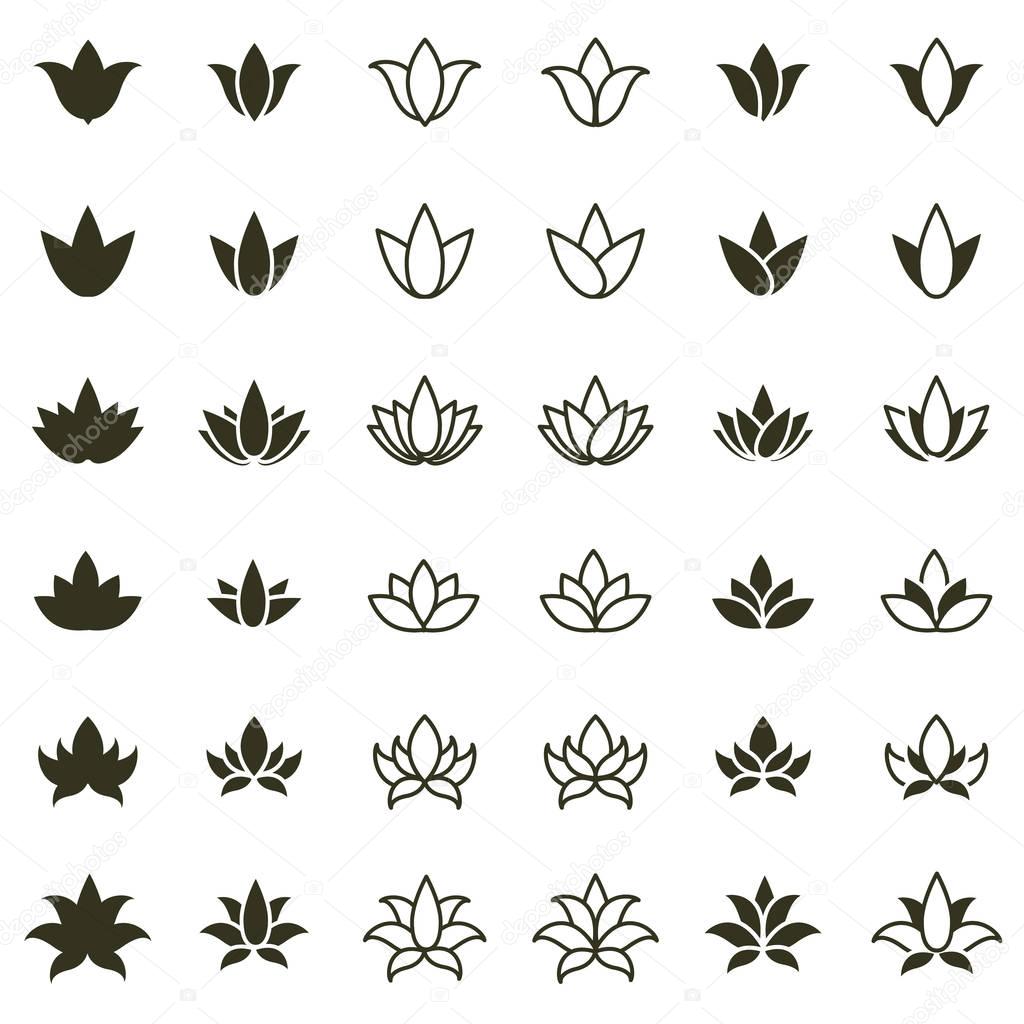 Lotus flower icon set