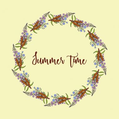 El çizim yabani otlar çelenk