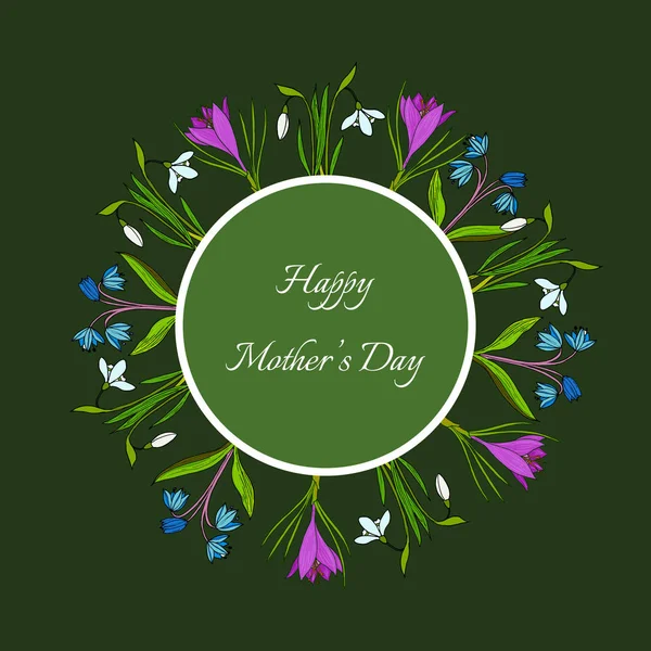 Šťastné matky den karty. Jarní věnec s květinami — Stockový vektor