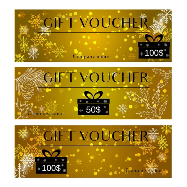Chèque cadeau de Noël et Nouvel An, pour la vente et la promotion d'affaires — Image vectorielle