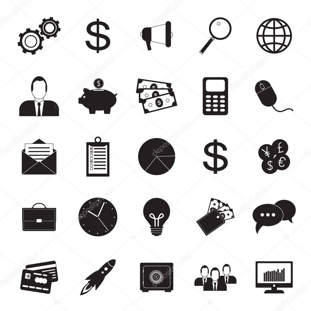 25 business icons set in simple style