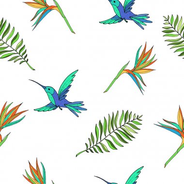 Elle çizilmiş tropic seamless modeli