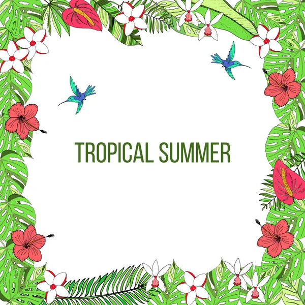 Tropischer Hintergrund der Sommerzeit — Stockvektor