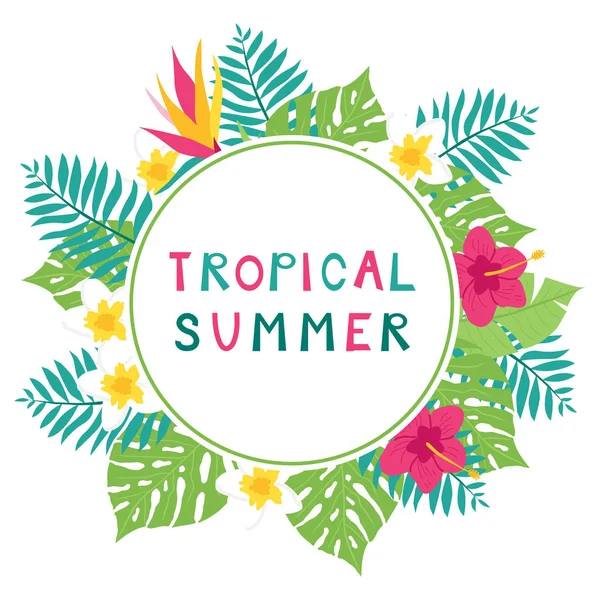 Summer background with tropical leaves — Stock Vector
