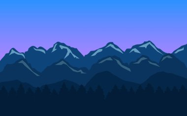 Blue hills ve orman dağ manzara arka plan