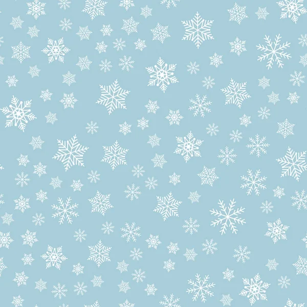 Invierno copos de nieve de fondo, patrón sin costuras — Vector de stock