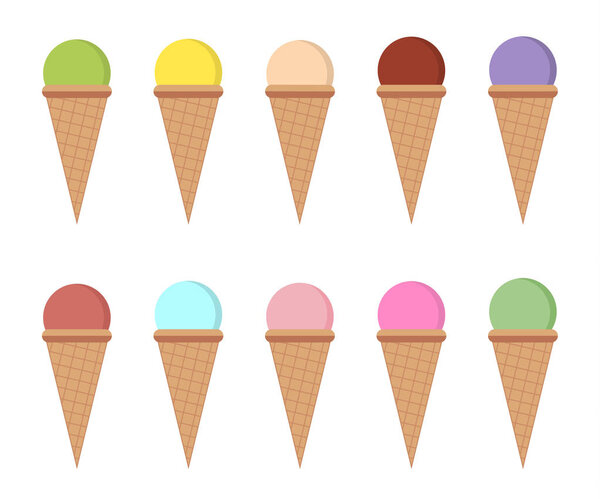 Икона мороженого плоская. Вкусное мороженое в вафельном конусе
