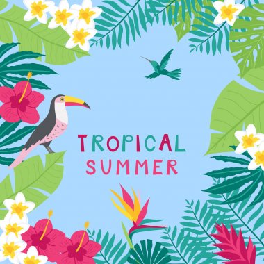 Yaz saati el çekilmiş tropic arka plan