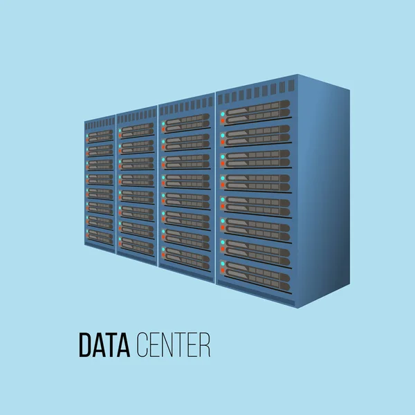 Concepto de alojamiento del centro de datos con almacenamiento de datos — Archivo Imágenes Vectoriales