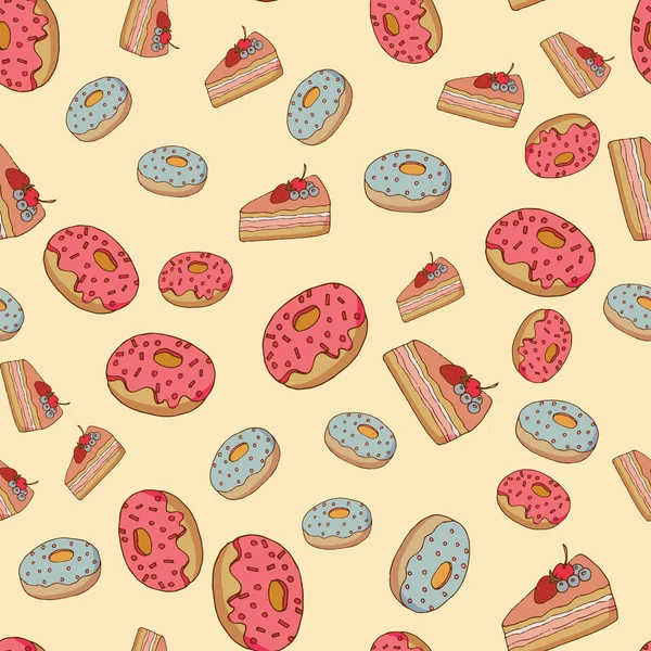 Wzór z ręcznie rysowane słodki deser — Wektor stockowy