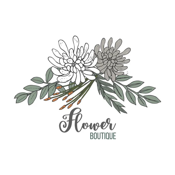 Beautiful flower boutique logo emblem