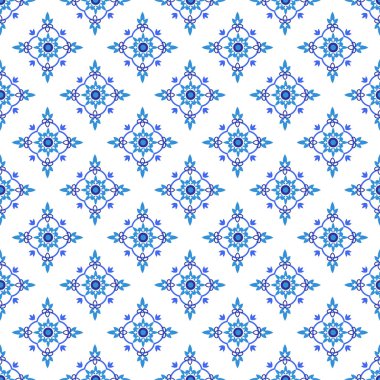Azulejos Portekiz geleneksel süs taşı, mavi ve beyaz