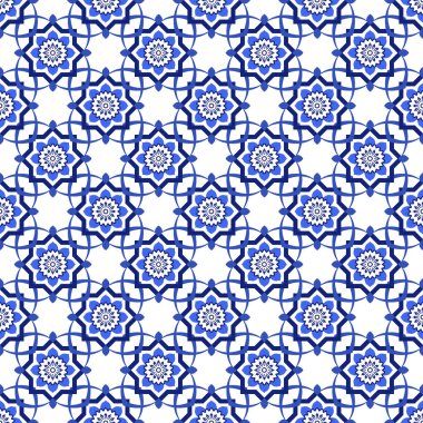 Azulejos Portekiz geleneksel süs taşı, mavi ve beyaz pürüzsüz desen