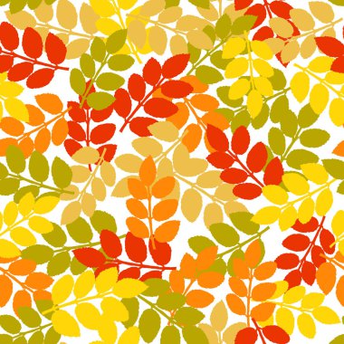 Autumn seamless pattern with hand drawn dog rose leaves