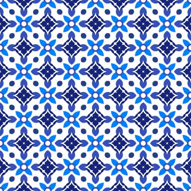 Azulejos Portekiz geleneksel süs taşı, mavi ve beyaz pürüzsüz desen