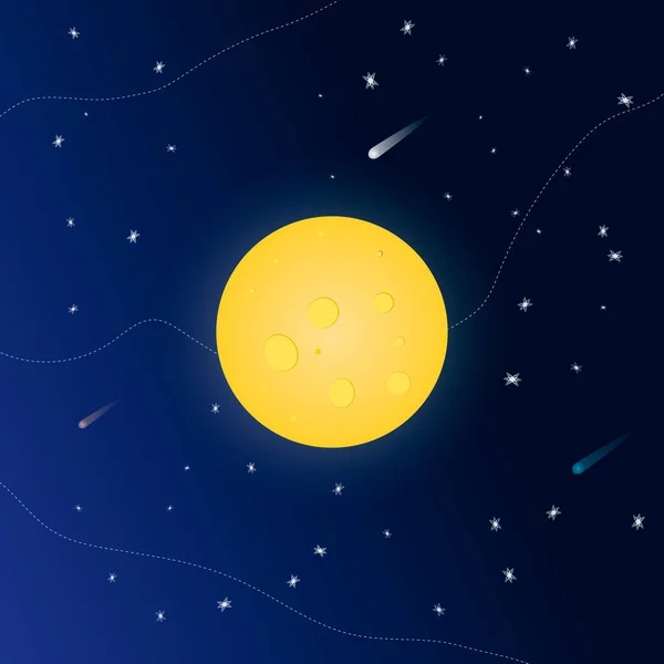Nächtlicher Hintergrund mit Mond und leuchtenden Sternen — Stockvektor