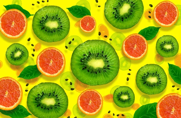Fruit Mix Orange Kiwi Fruit Background — Stock Photo, Image