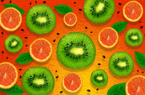 Fruit mix. Orange and kiwi fruit. Background