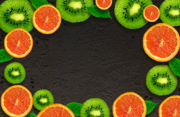 Fruit Mix Orange Kiwi Fruit Background — Stock Photo, Image