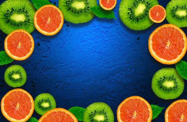 Fruit mix. Orange and kiwi fruit. Background