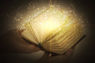 büyü kitabı. Magic, yıldız parçacıklar, sihirli toz