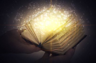 büyü kitabı. Magic, yıldız parçacıklar, sihirli toz