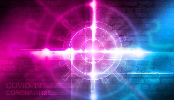 Abstrakter Coronavirus Hintergrund Neon Erreger Auf Dunklem Hintergrund Covid — Stockfoto