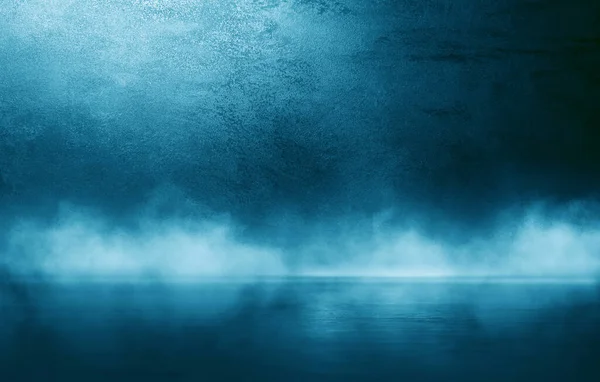Pared Azul Oscuro Con Estuco Decorativo Humo Smog Foco — Foto de Stock
