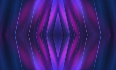 Karanlık soyut fütüristik arka plan. Neon hatları parlıyor. Neon hatları, şekiller. Çok renkli ışıltı, bulanık ışıklar, bokeh. Boş sahne arkaplanı