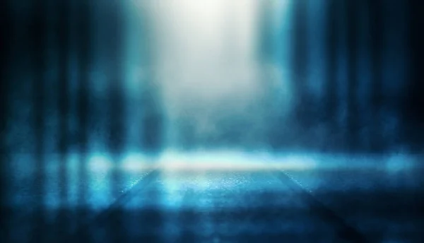 Achtergrond Van Lege Donkere Kamer Met Lichtstralen Betonnen Vloer Met — Stockfoto