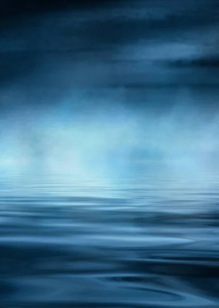 Dramatic Dark Background Reflection Light Water Smoke Fog — Stock Photo, Image