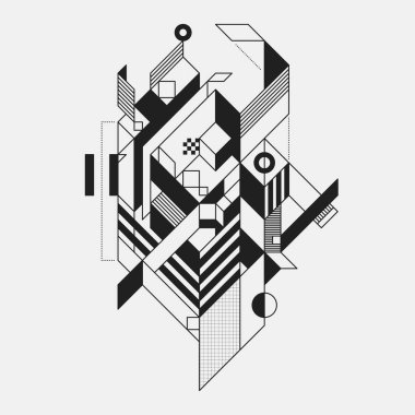 Beyaz arka plan üzerinde izole fütüristik stil soyut geometrik öğe. Posterler ve baskılar için yararlı.